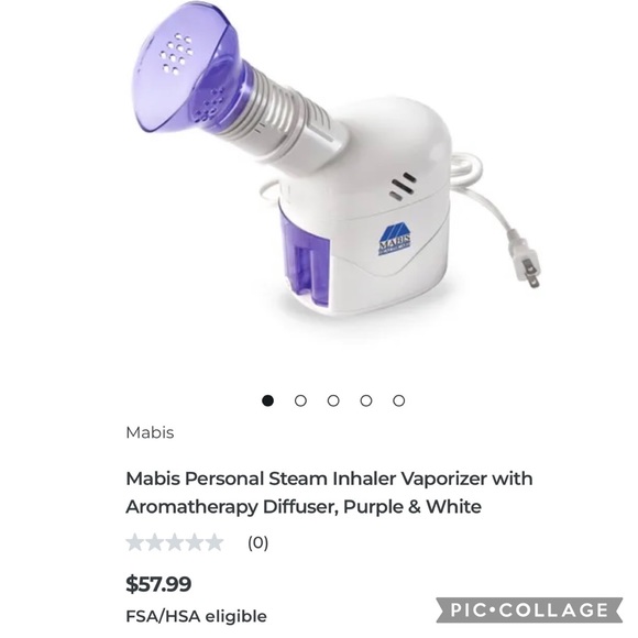 Mabis Personal Steam Inhaler Vaporizer with Aromatherapy Diffuser: Purple/White - Picture 11 of 11
